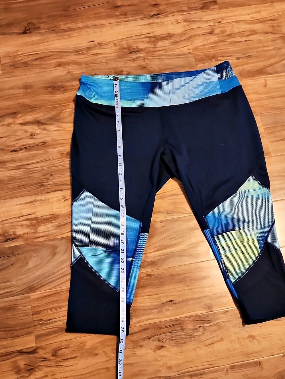 Tek Gear Drytek Geometric Athletic Leggings Blue & Green Size XL